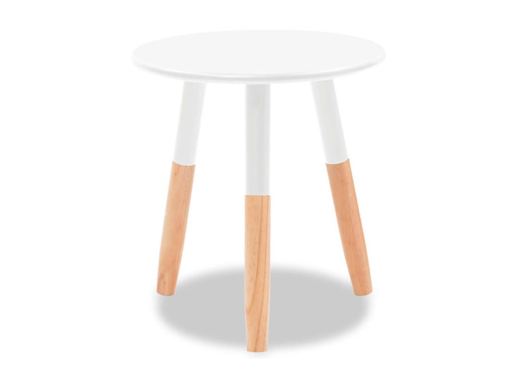 Set of 2 side tables, solid pine wood, white