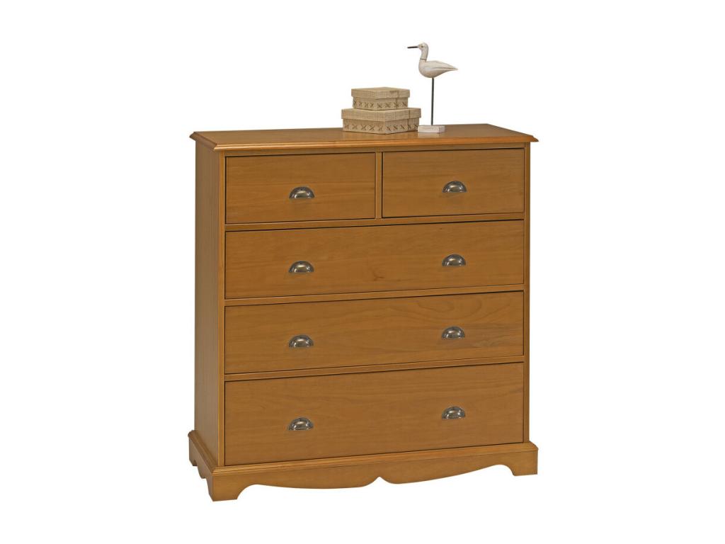English Style Honey Pine Chest of Drawers with 5 Drawers, W 96.2 cm, H 97.4 cm, D 42.5 cm