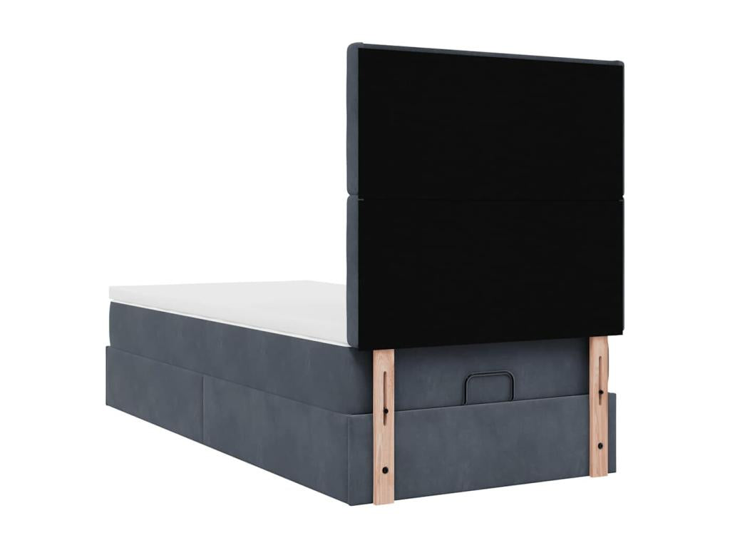 Ottoman bed frame with dark grey 90x190 cm velvet mattress