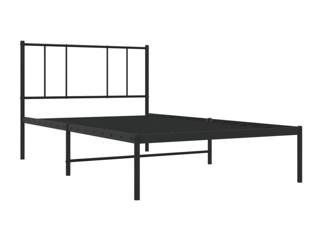 Metal bed frame with black headboard 90x190