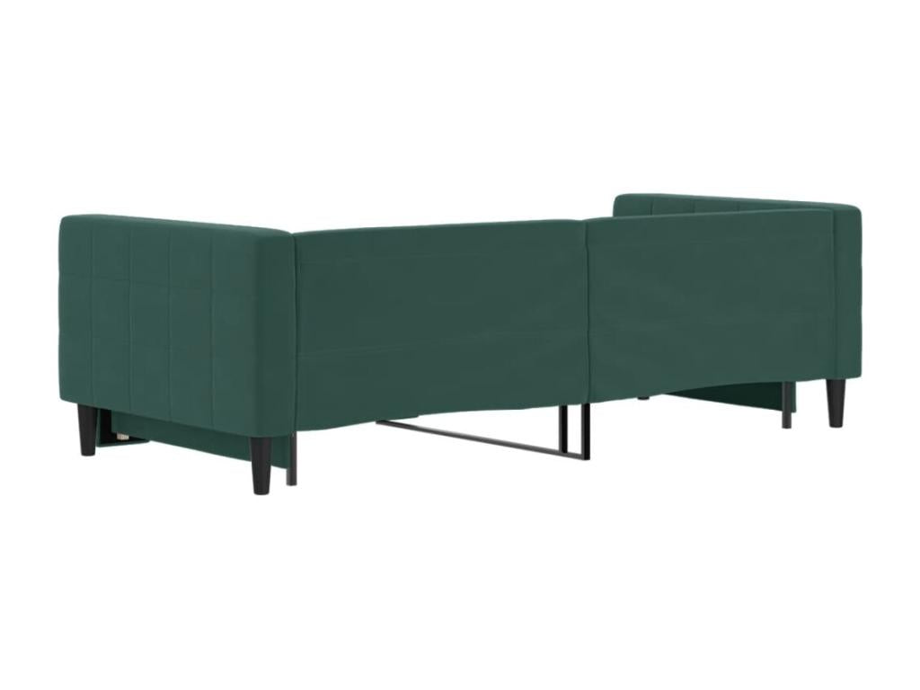 Daybed with pull-out bed, dark green, 90x200 cm, velvet