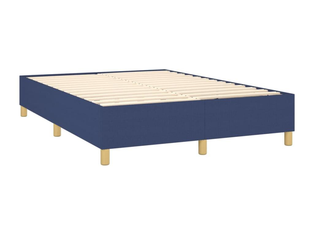 Upholstered bed base with mattress, blue, 140x200 cm, fabric