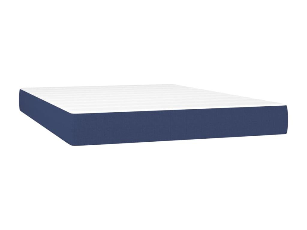 Upholstered bed base with mattress, blue, 140x190 cm, fabric