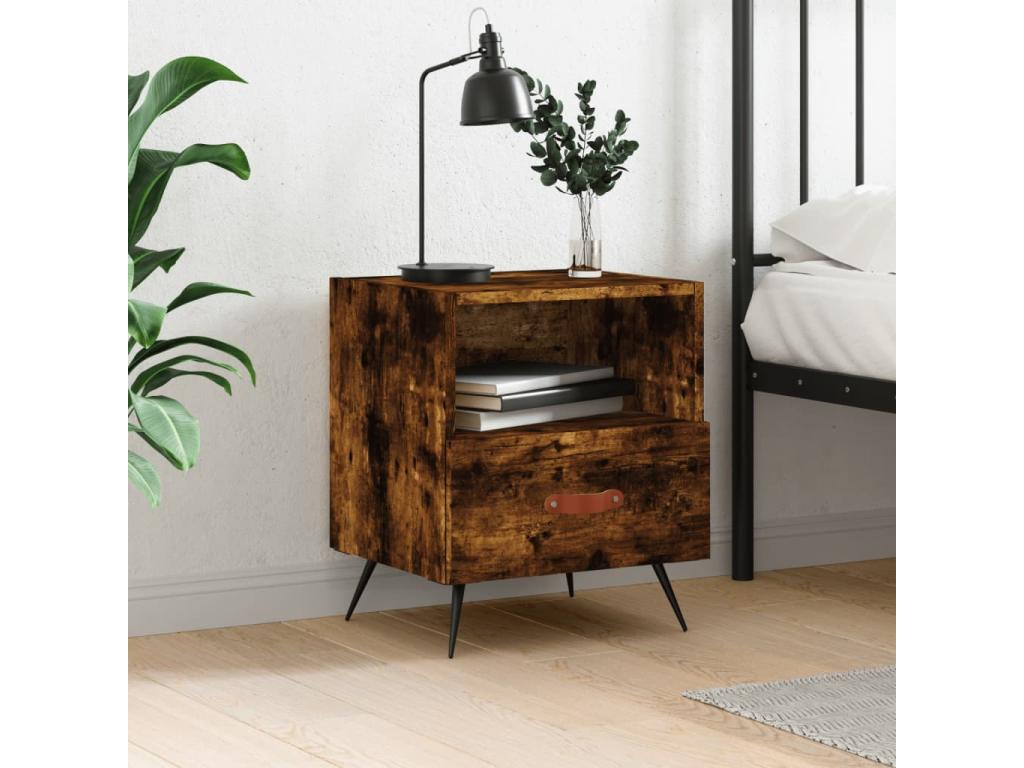 Smoked oak bedside table 40x35x47.5 engineered wood