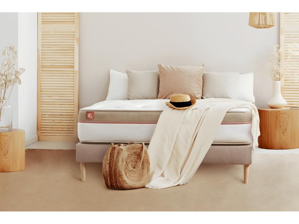 LE COSY 160x200cm Memory Foam 7 Comfort Zones Set - 30cm Thick Double Bed Bases Beige