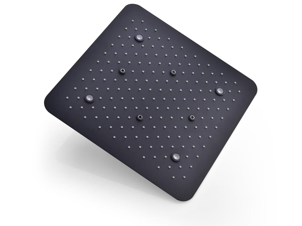 Ceiling-mounted thermostatic shower unit with LED lighting - Black