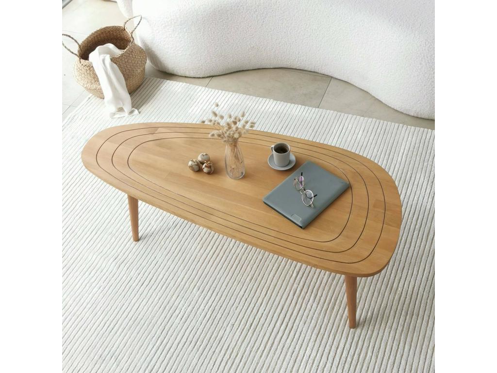 Homzora Coffee Table, Magazine Rack for Sofa, Living Room Shelf, 115x50x38 cm, Oak