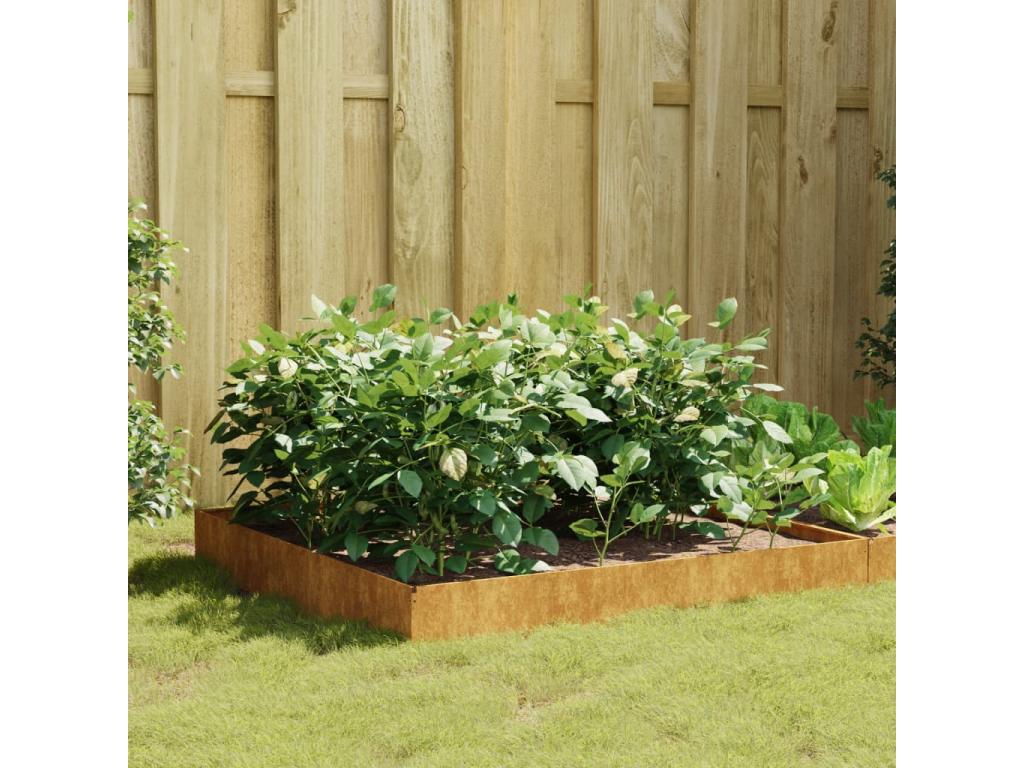100x100x26 cm Corten Steel Raised Garden Bed