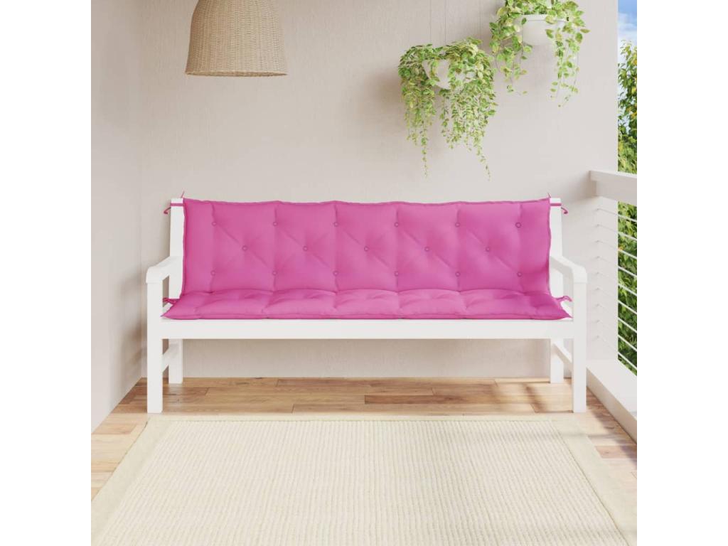 Meubiana 2-piece pink fabric garden bench cushions