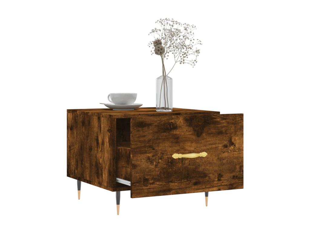 2-piece coffee tables in smoked oak, 50x50x40 cm, engineered wood