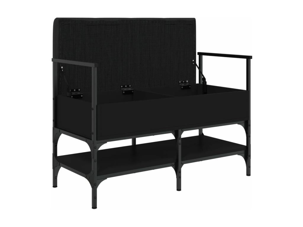 Black shoe bench 85.5x42x57.5 cm engineered wood