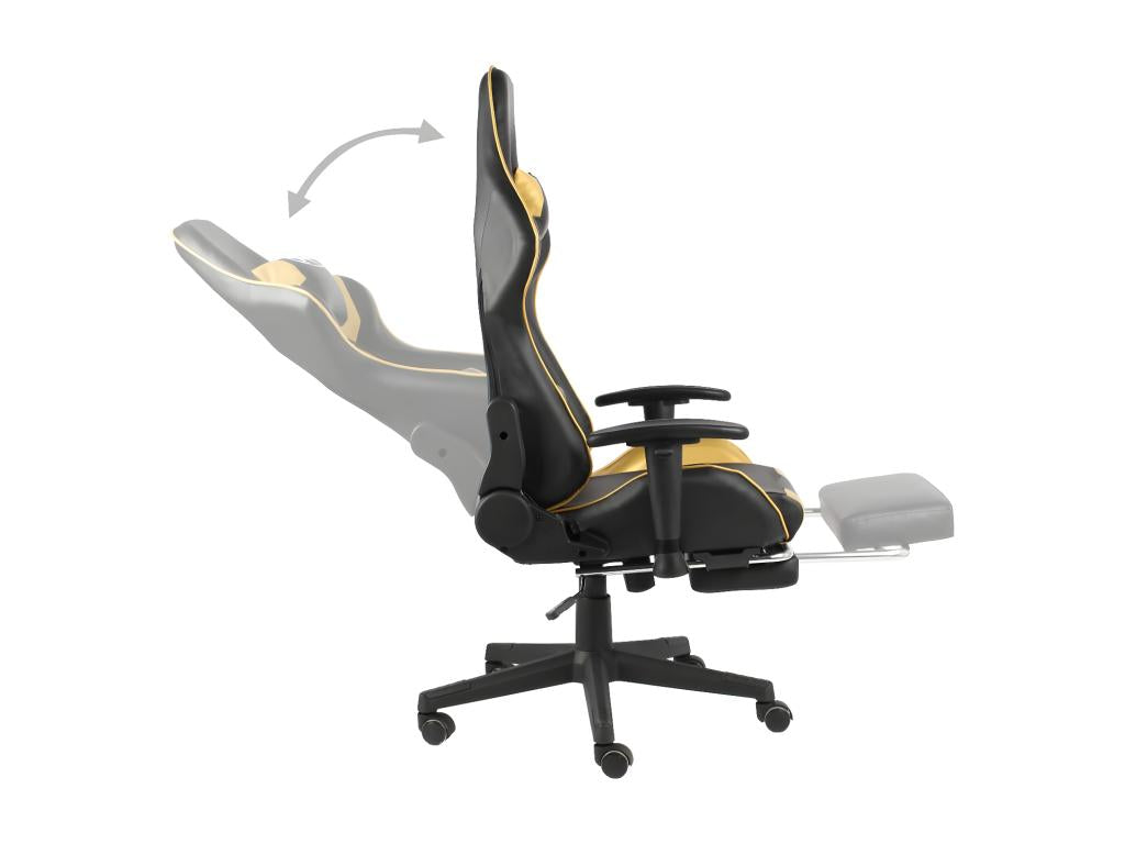 Swivel gaming chair with footrest, gold PVC