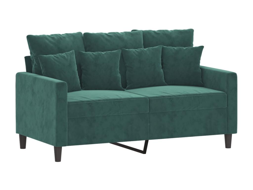 2-piece sofa set with cushions, dark green velvet