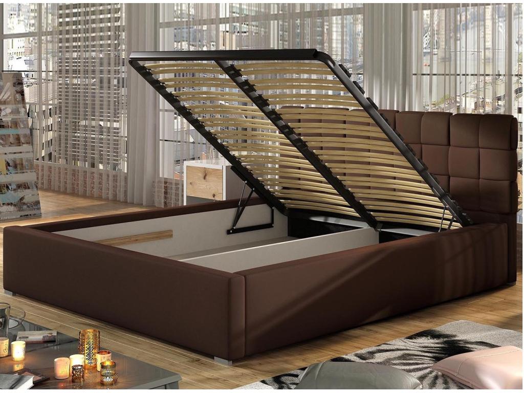 Meubiana Modern Upholstered Fabric Bed - Grey - 140x200cm - Version with Slatted Base