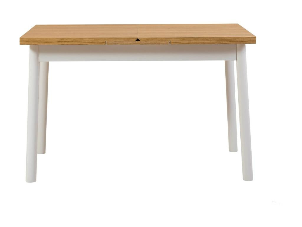 Kontante set: 1 extendable table and 4 white wooden chairs