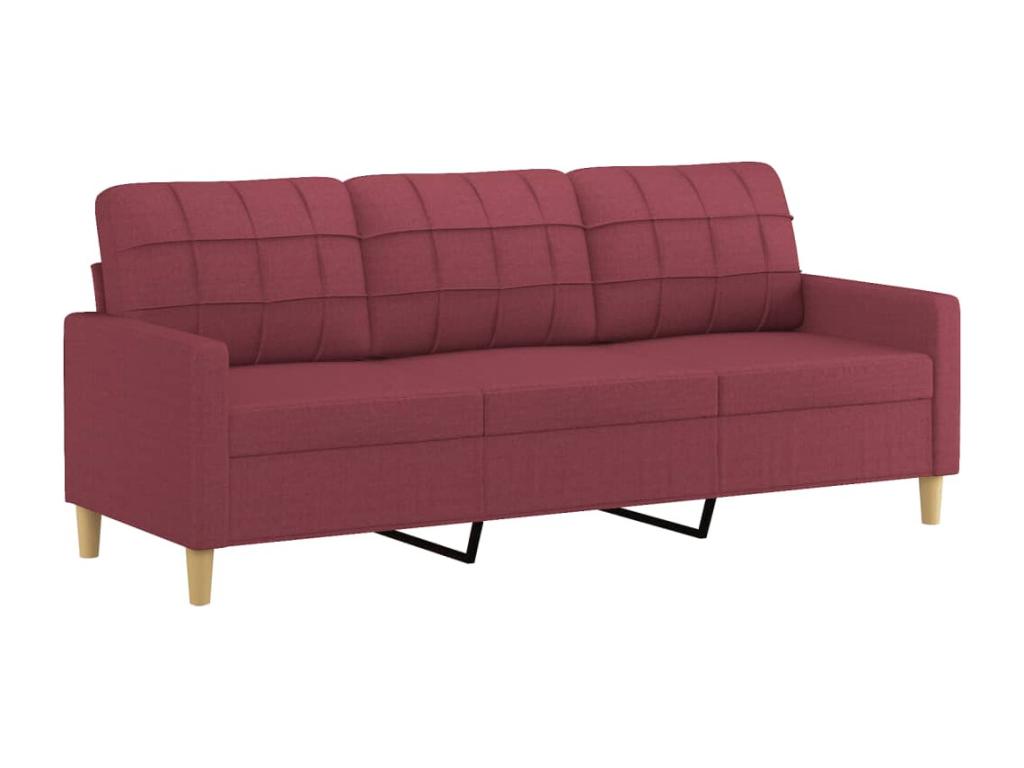 2-piece sofa set with cushions, burgundy red fabric