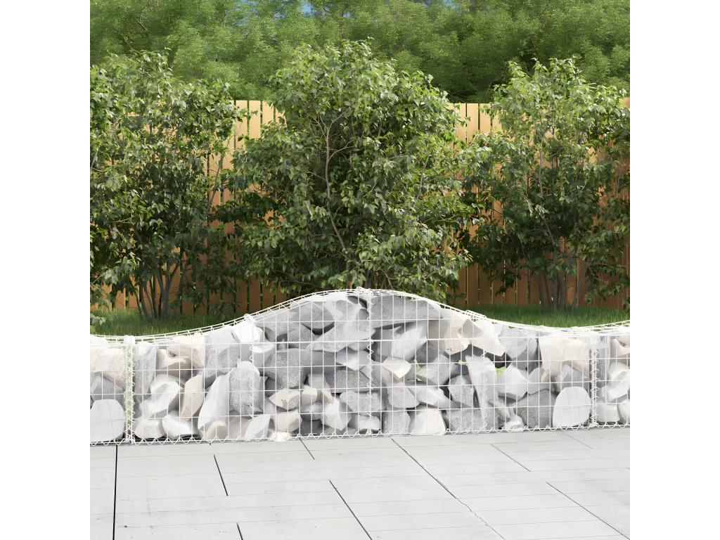 11 arched gabion baskets, 200x30x40/60 cm, galvanized iron