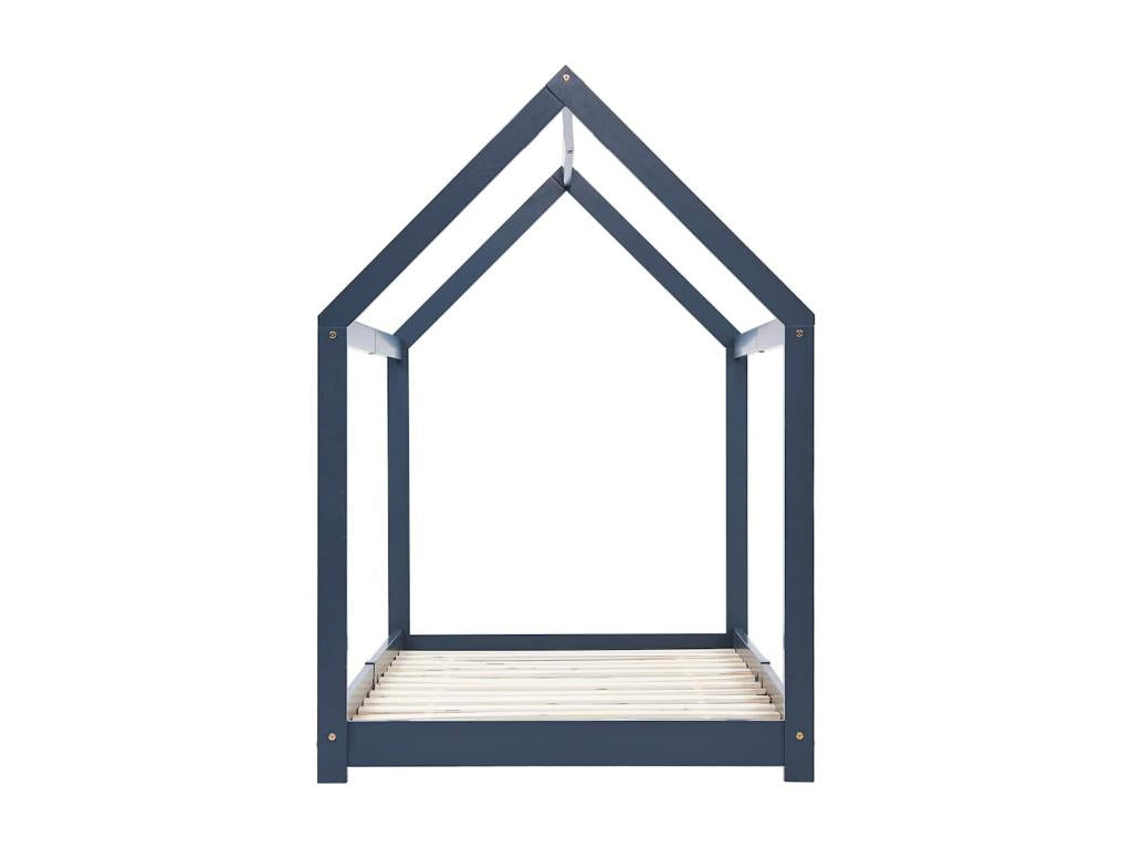 Children's bed frame, grey, solid pine wood, 90x200 cm