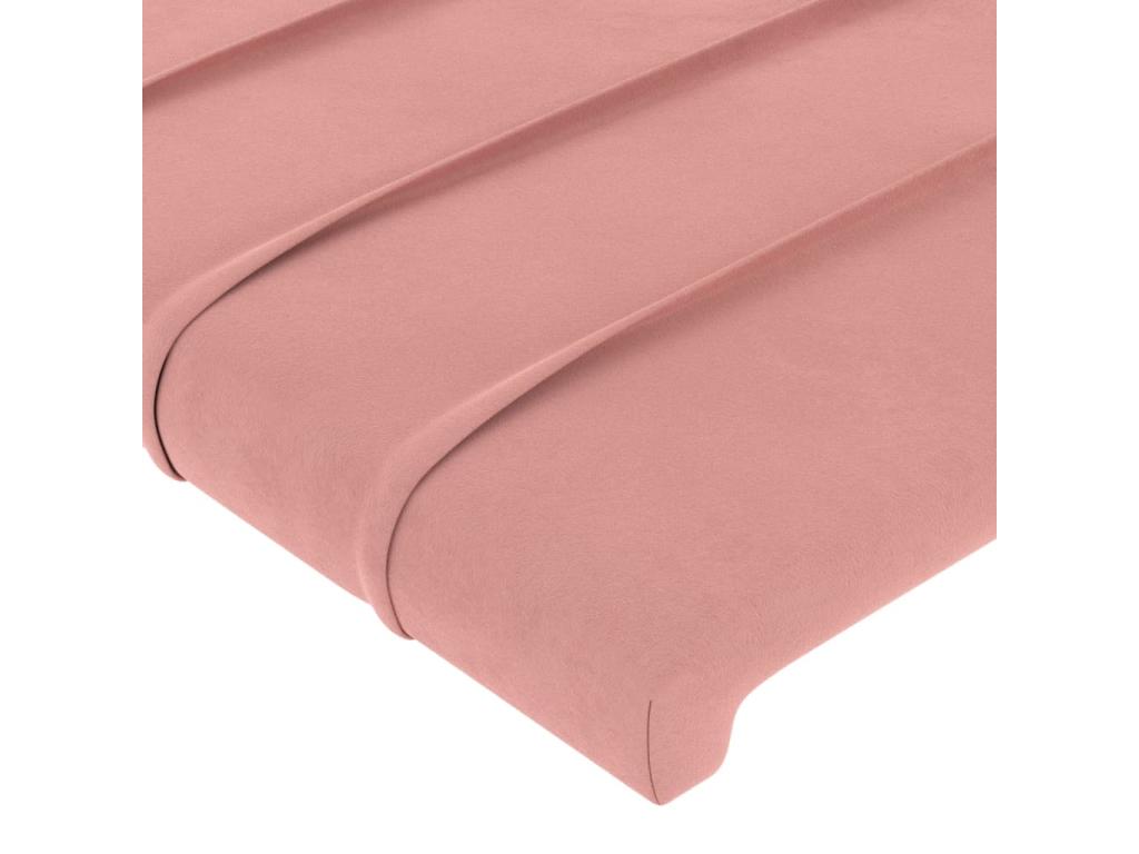 Bed with headboard, pink, 140x200 cm, velvet, 2