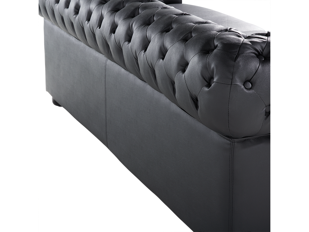 Meubiana Black Leather 4-Seater Living Room Set