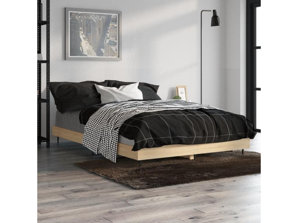 Homzora oak bed frame 120x190 engineered wood