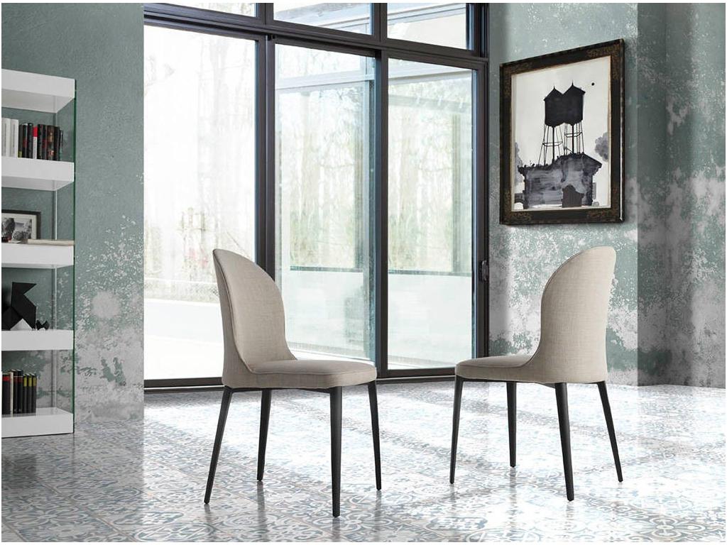 Homzora fabric chair with black steel legs - Set of 2 - Homzora color 91