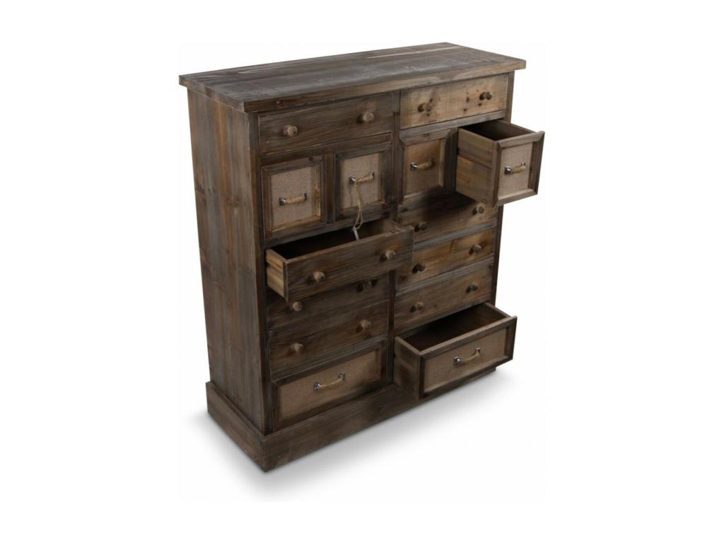 Meubiana 14-Drawer Wooden Chest of Drawers 85x33x98.5cm Brown - Vintage Style