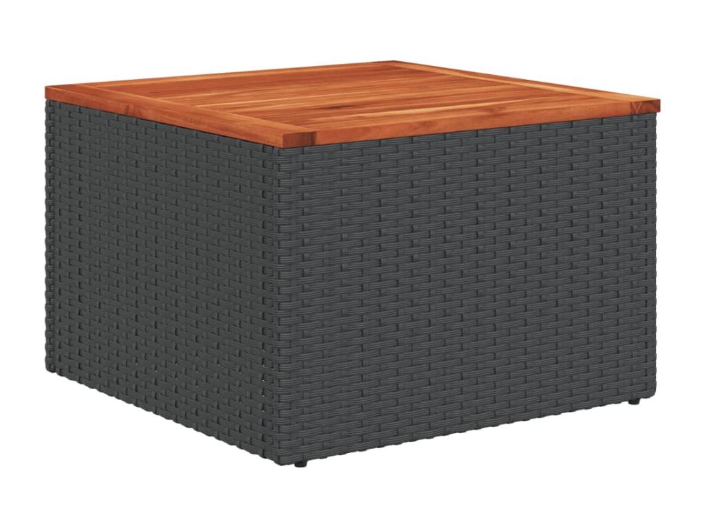 9-piece garden furniture set with cushions, black woven resin