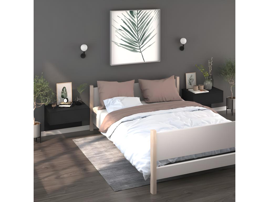 Black Wall-Mounted Bedside Table