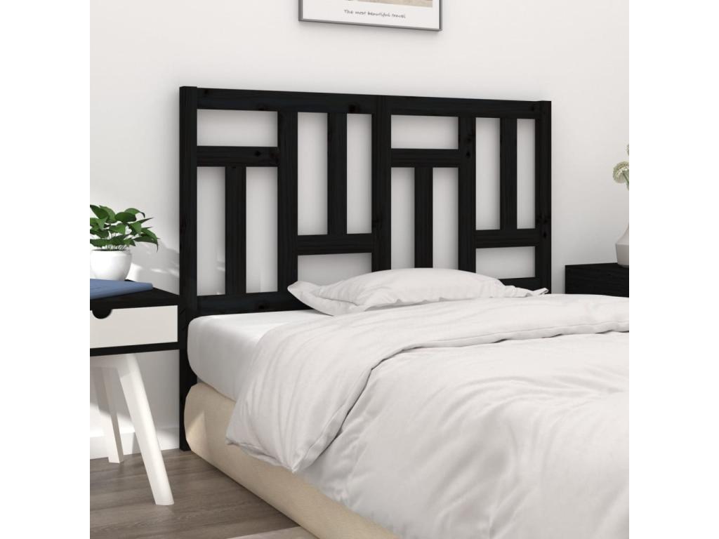 Black Headboard 205.5x4x100 Solid Pine Wood