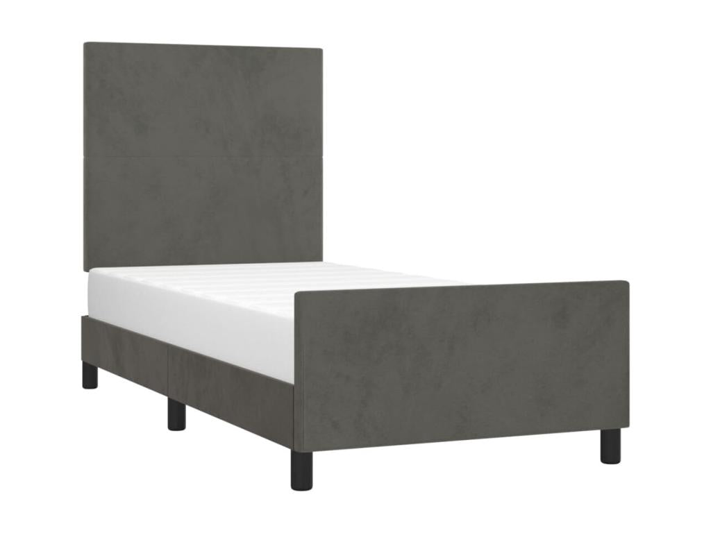 Dark grey velvet bed frame (80x200 cm) without mattress