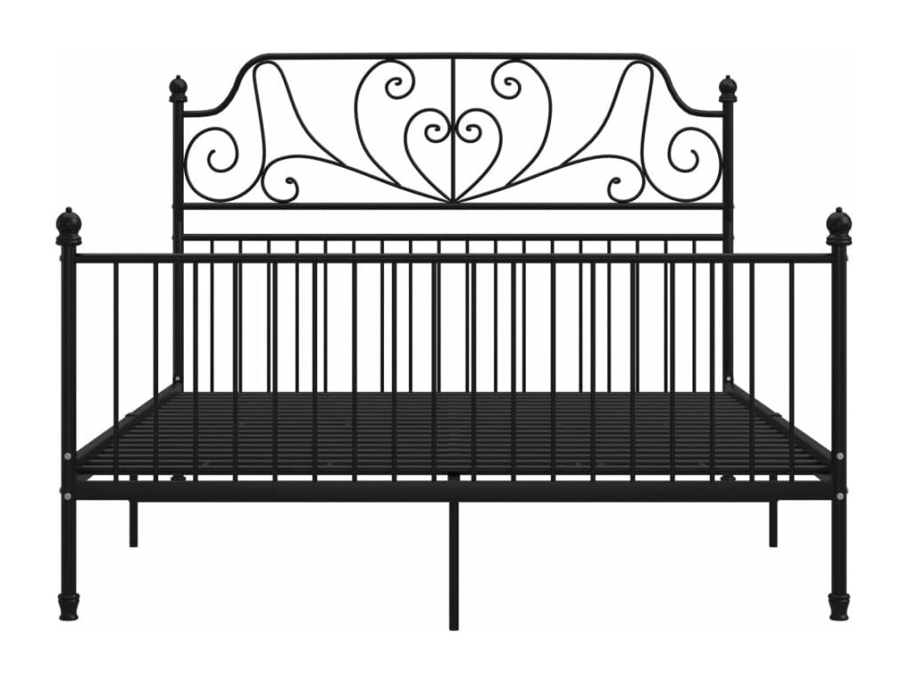Black metal bed frame without mattress, 160x200 cm