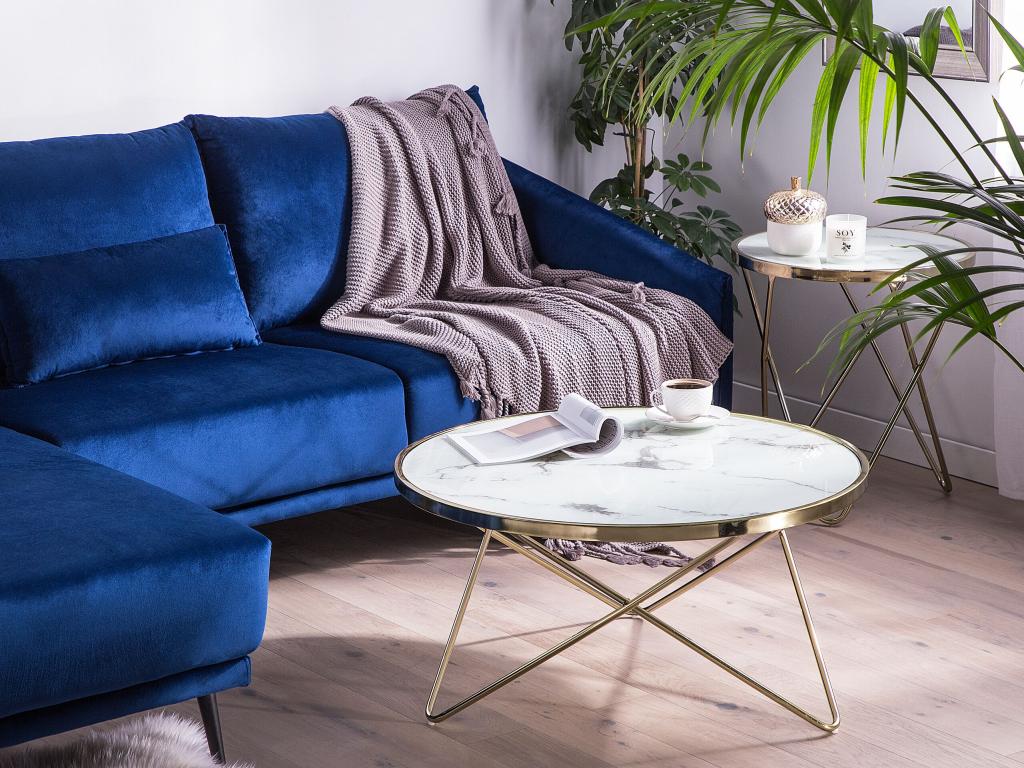 Meubiana Coffee Table, Marble Effect, Gold