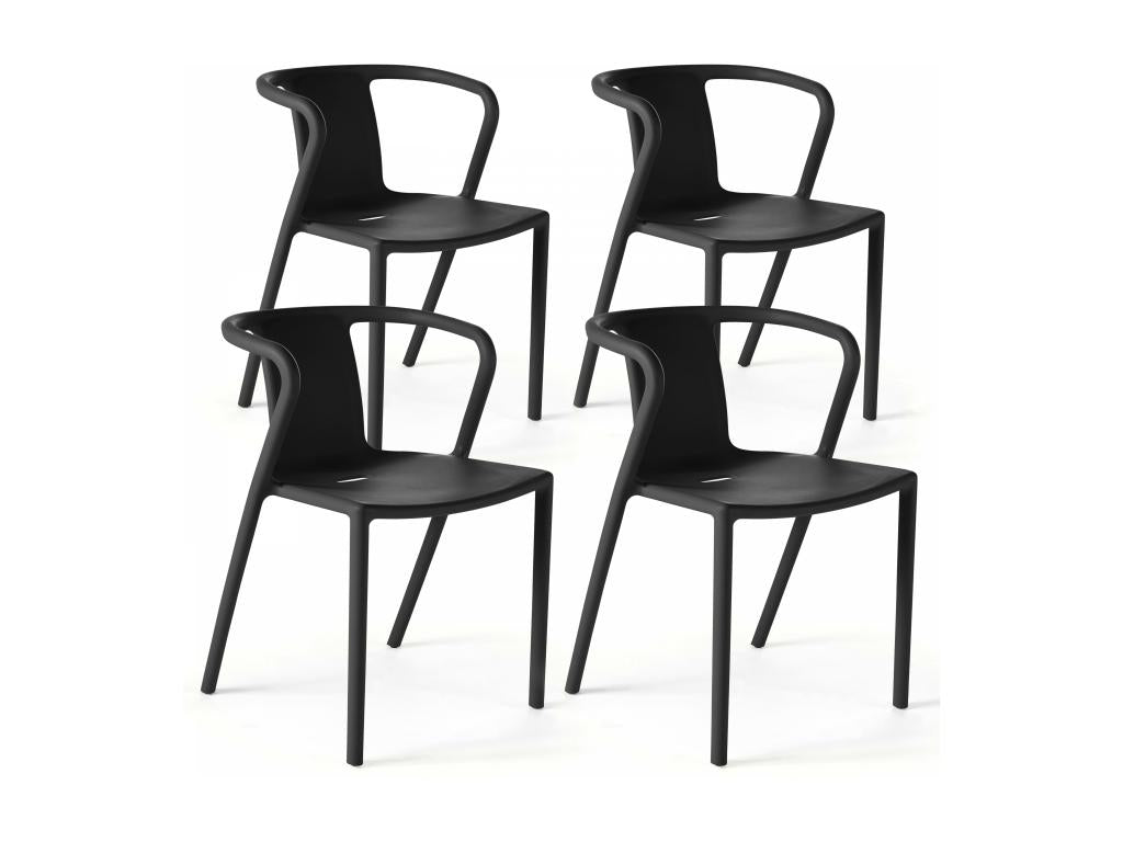 Set of 4 black plastic chairs