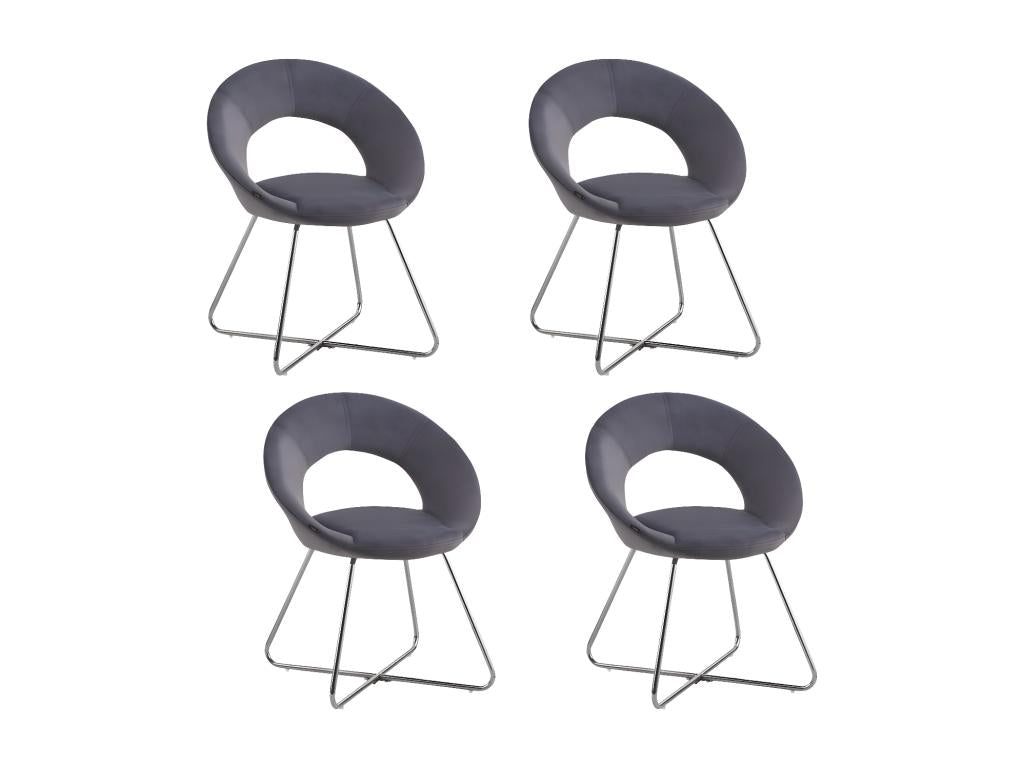 Set of 4 Homzora BUBBLE Chairs in Mouse Grey Velvet