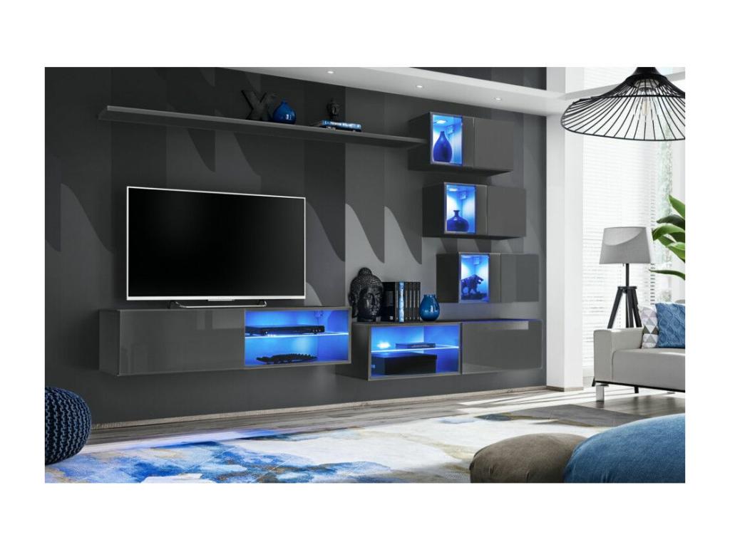Switch XXIV wall-mounted TV unit - W 260 x D 40 x H 170 cm - Grey