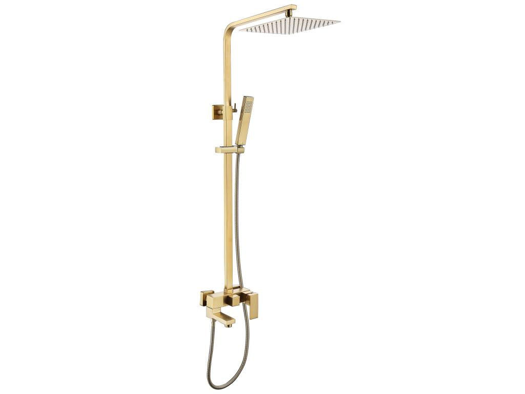 Wall-mounted shower-bath column, brushed gold - Meubiana
