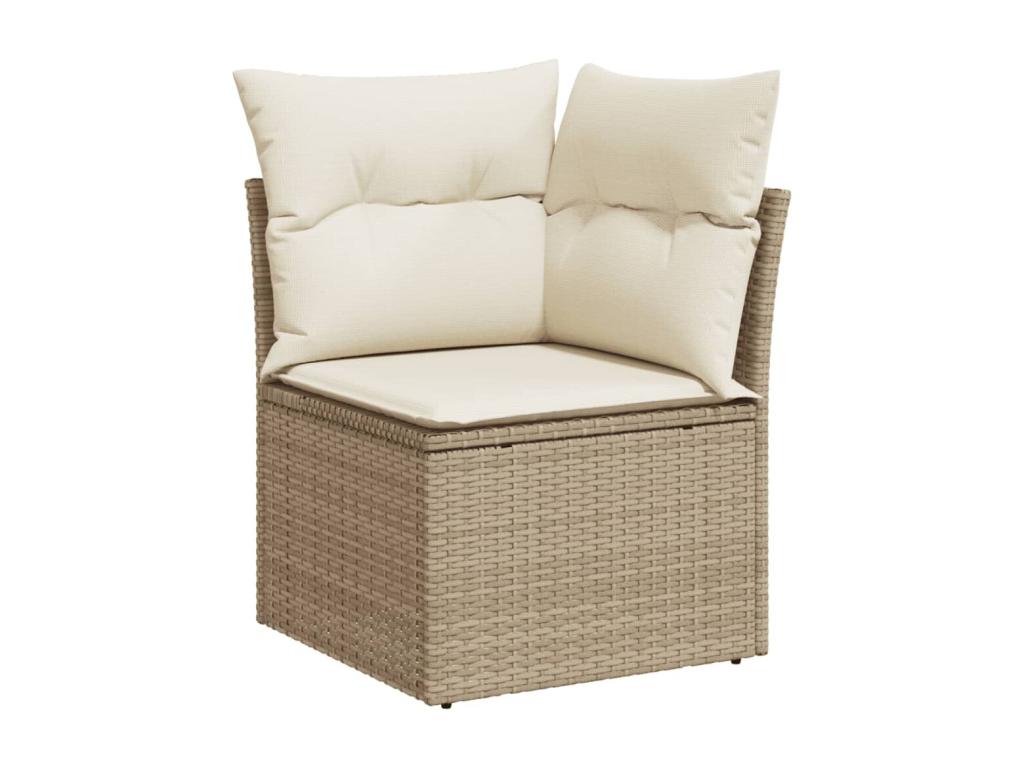 11-piece garden furniture set with beige resin wicker cushions