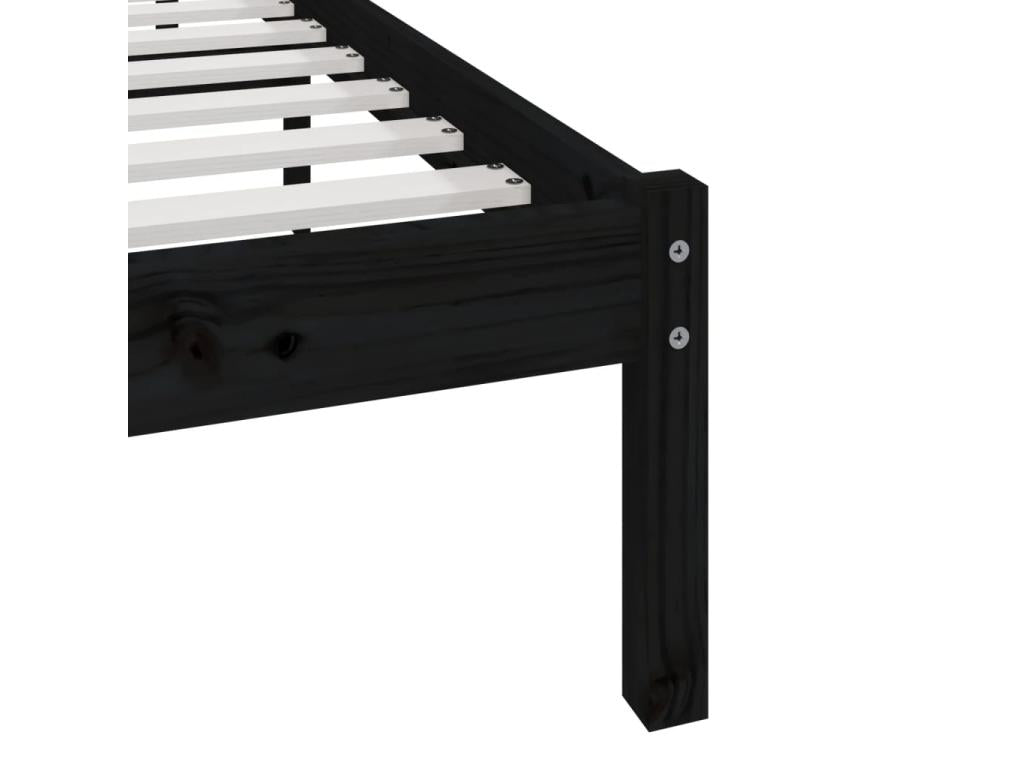 Black bed frame, solid pine wood, 75x190 cm, small single