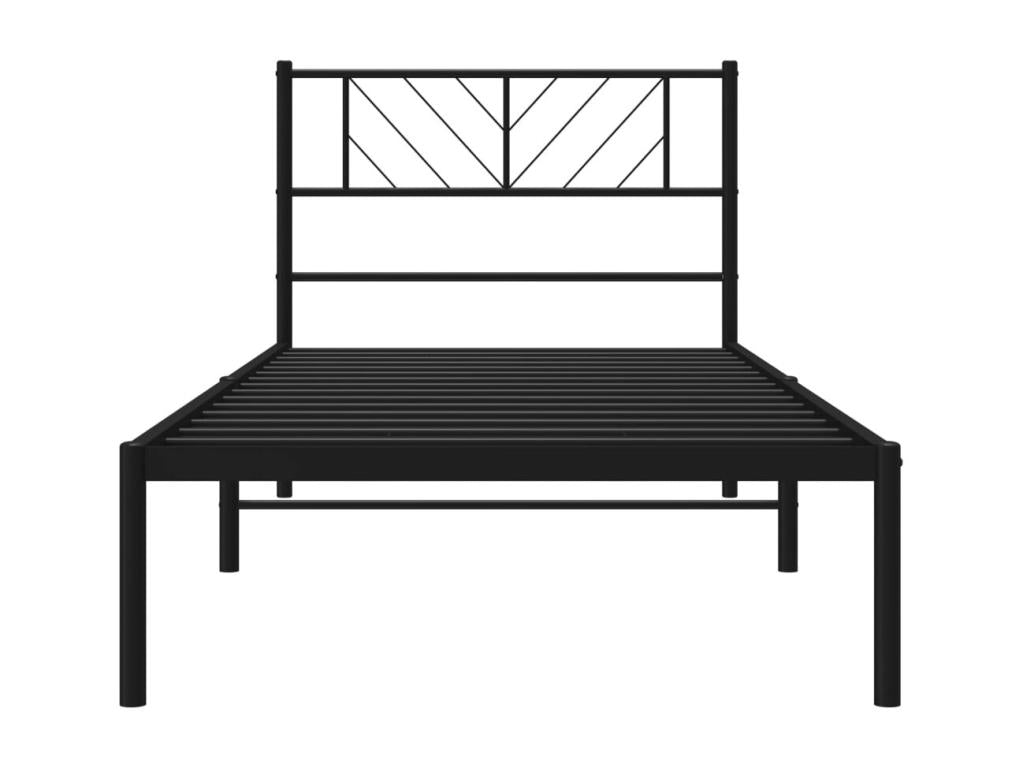 Metal bed frame with black headboard 107x203