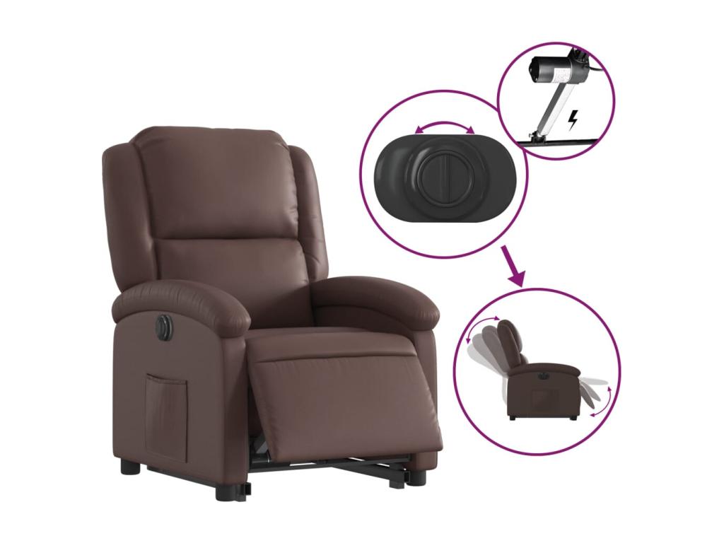 Brown faux leather electric recliner