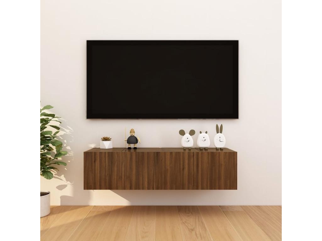 4-piece wall-mounted TV unit, brown oak, 30.5x30x30 cm