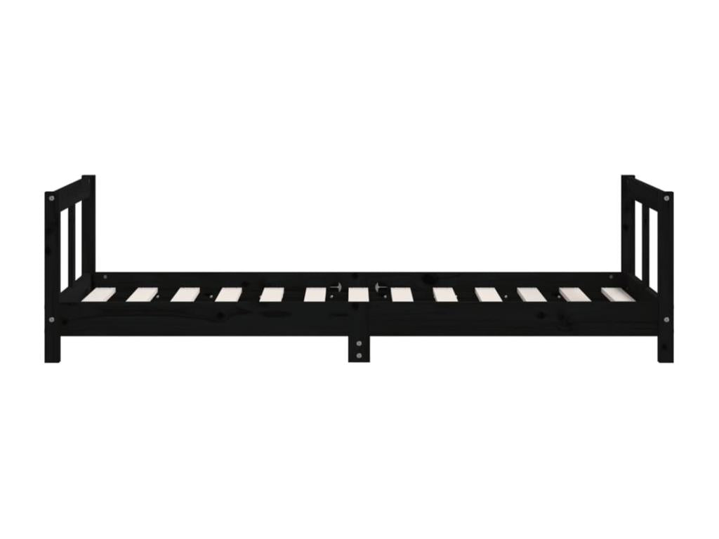 Black children's bed frame 80x160 cm solid pine wood