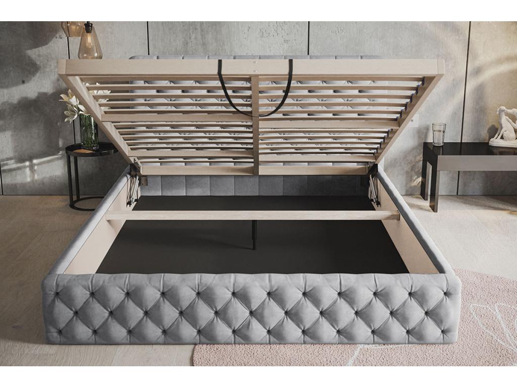 Meubiana Adult Bed 180x200 Furis - Double Bed with Storage - Upholstered Bed Meubiana 140x200 - Velvet Beige Amor Velvet 4304