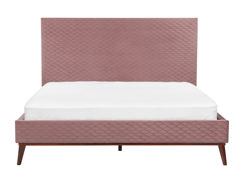 Homzora Velvet Bed with Slatted Base 160x200 cm Pink