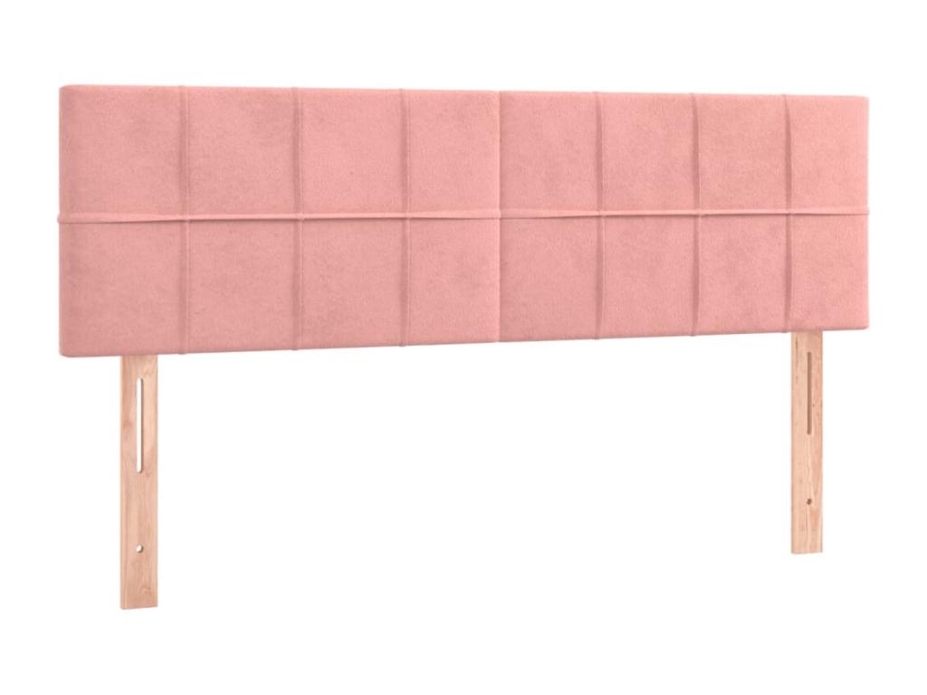 Upholstered bed base with mattress and LED light, Pink, 140x190 cm, Velvet