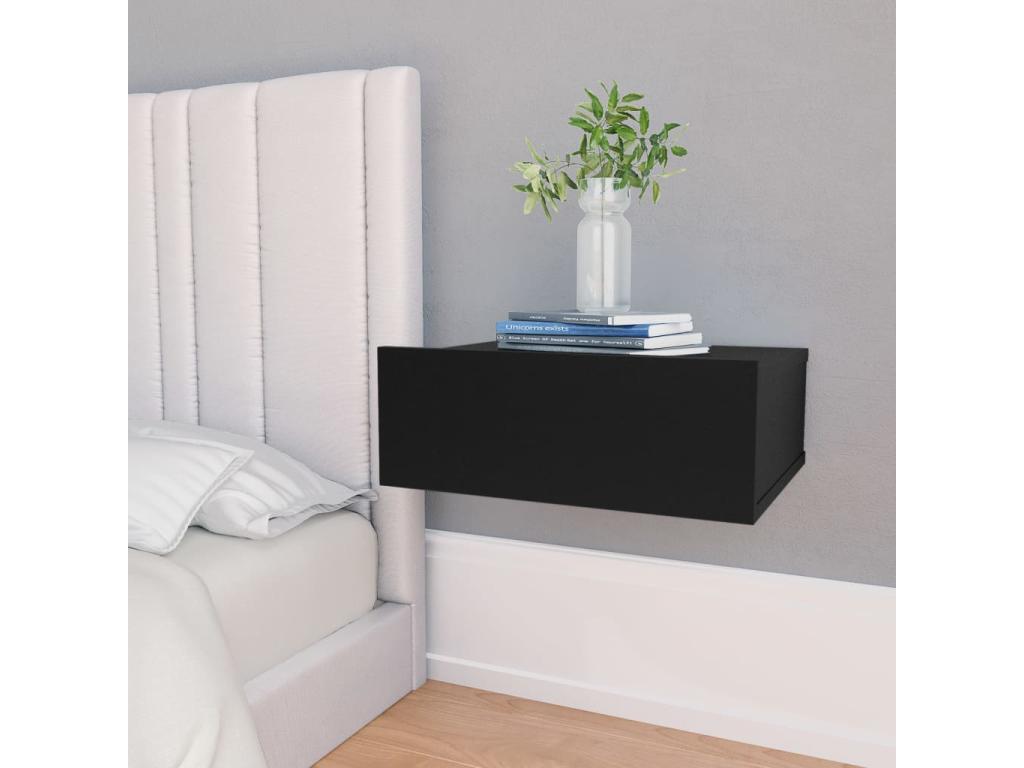 Black floating bedside table, 40x30x15 cm, engineered wood
