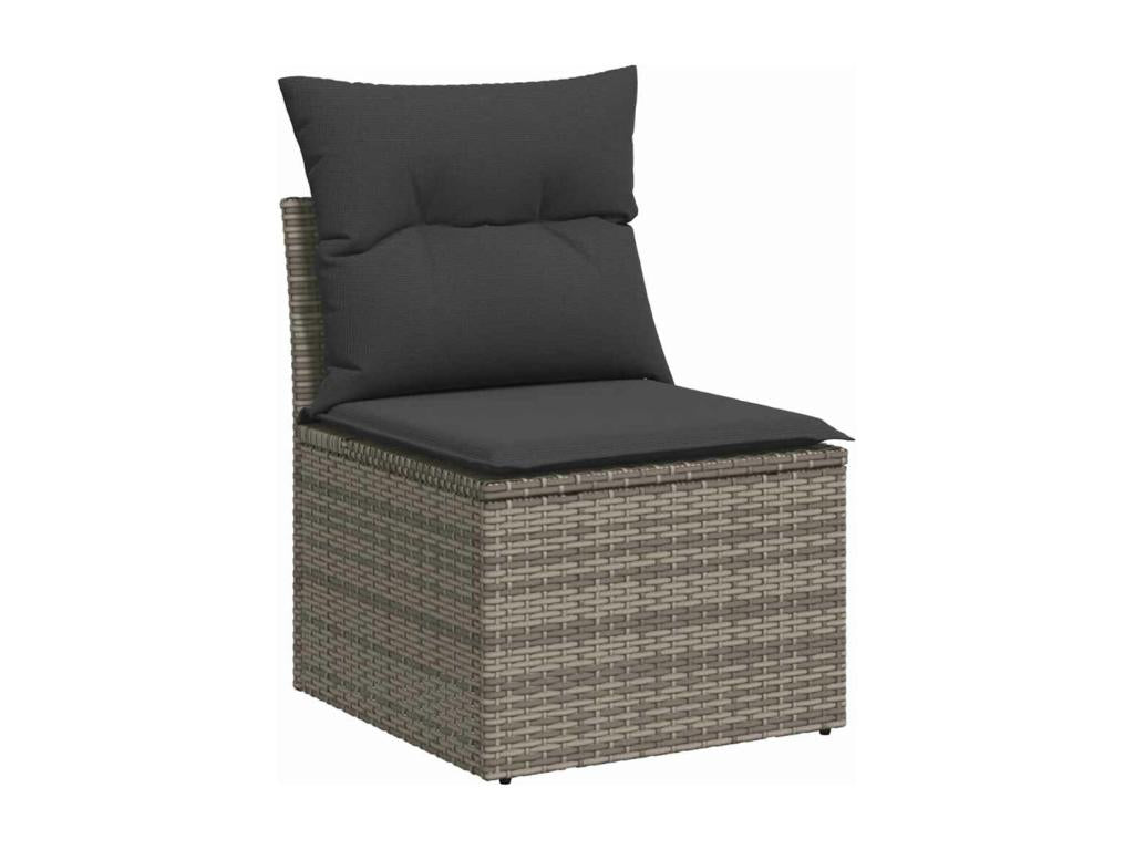 6-piece garden furniture set with grey resin wicker cushions