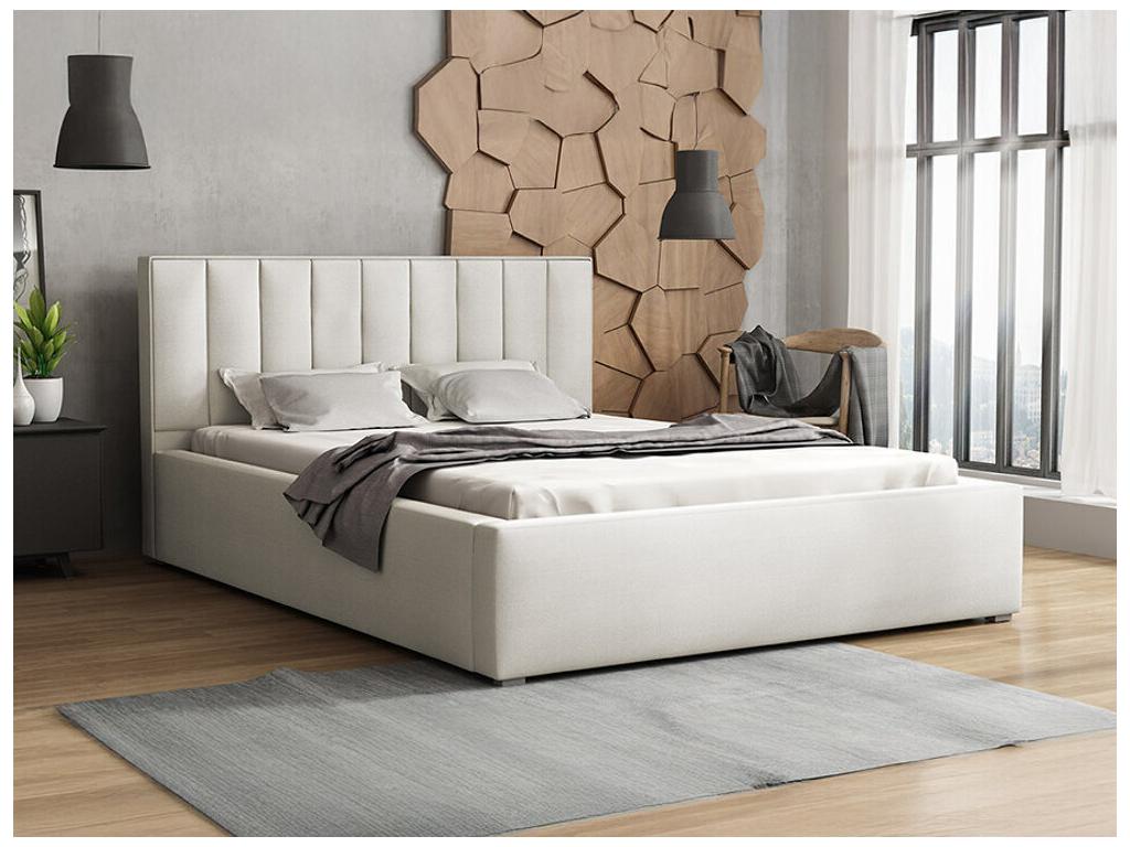 Meubiana 111 Double Bed, Light Brown, 180x200cm, Upholstered, with Meubiana Slatted Base 200x223x93cm