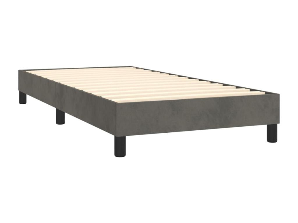 Homzora bed base and mattress, Dark Grey 90x190 Velvet